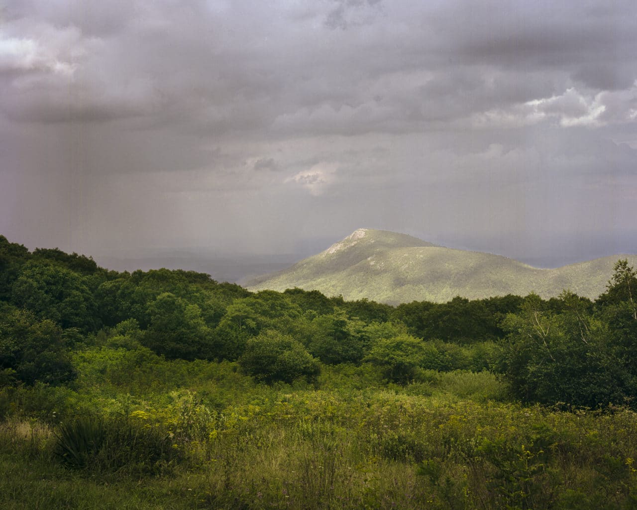 picture of Old Rag during a passing rain storm